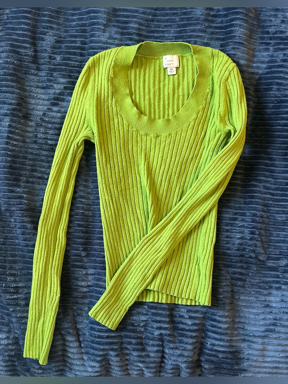 a new day Neon Lime Ribbed Scoop Neck Sweater